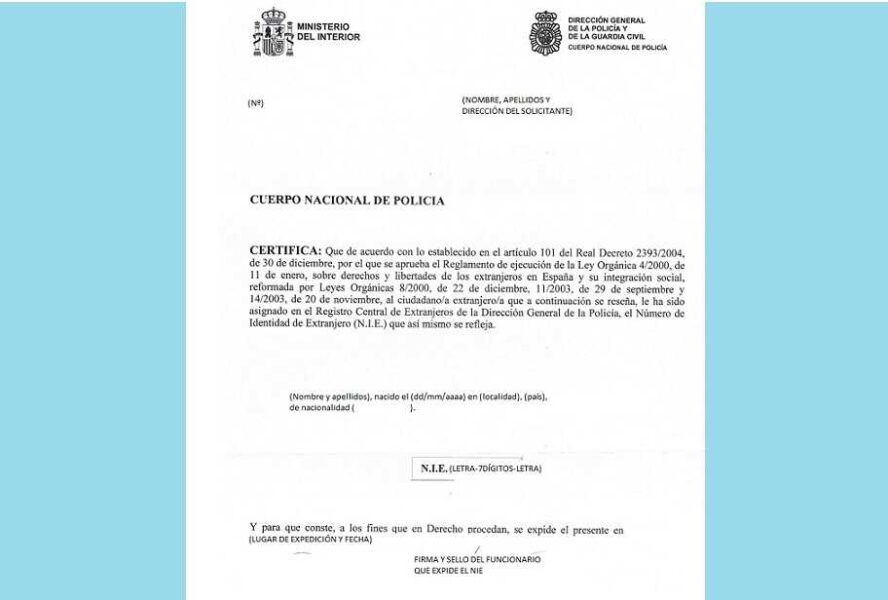 Il NIE ed il certificato del registro