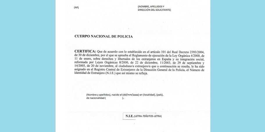 Il NIE ed il certificato del registro